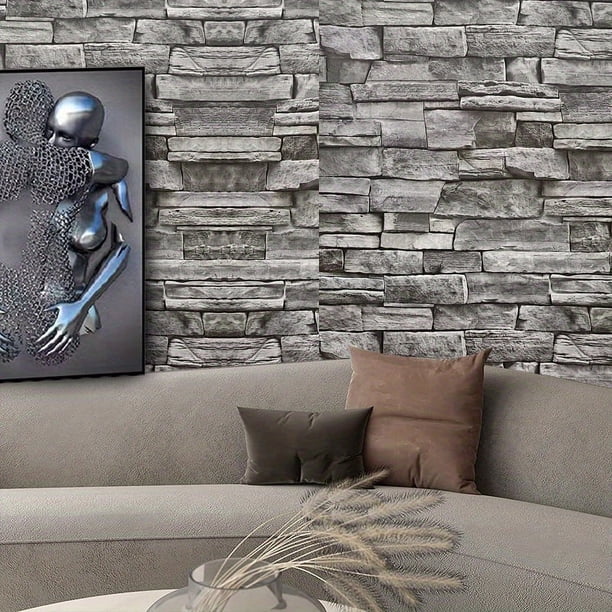 1 Roll American Retro Brick Pattern Self-adhesive Wallpaper, Instant Paste, Pvc Wallpaper, For Live Background Wall Coffee Shop Living Room Fireplace Background Wall Decoration