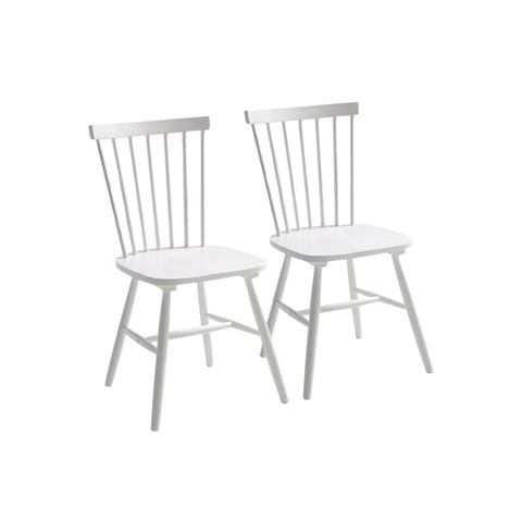 Habita2 Chile - Pack 2 Sillas Windsor Madera Maciza De Alta Calidad Estructura Fuerte Barnizado Semi Matte - Blanco