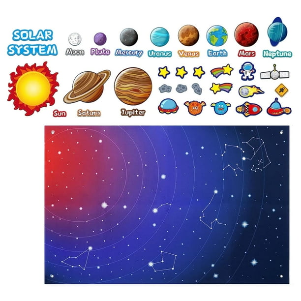 Tablero De Historia De Fieltro Para Colgar En La Pared, Interactivo, Para Preescolar, Guardería, Jardín De Infantes, Cielo Estrellado