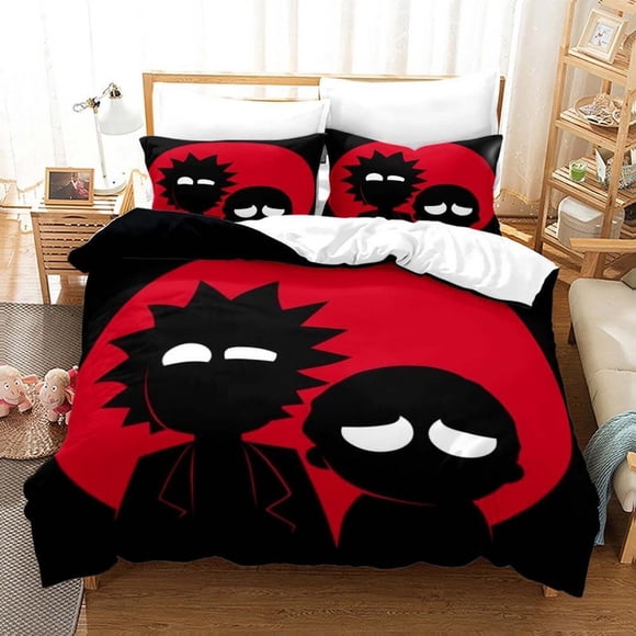 Rick And Morty Cartoon Quilt Duvet Cover Set Soft Bedspread Super 3-Piece Bedding Set