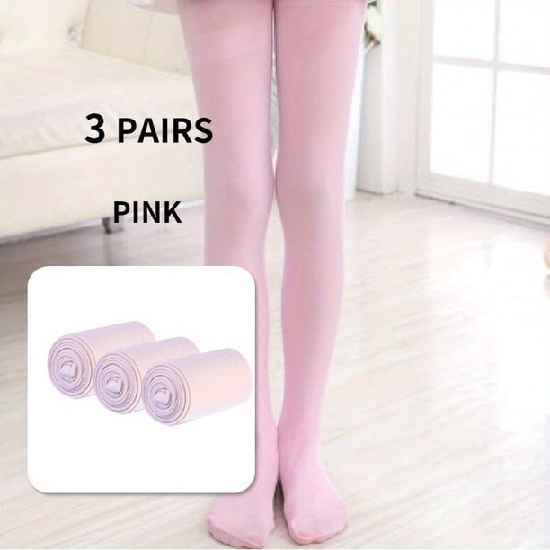 3pairs Girls Kids Velvet Solid Color Stockings Leggings Tights, Children Girls Dress Pantyhose Ballet Dance Socks