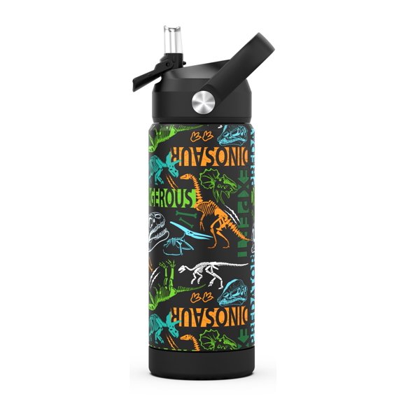 Botella de agua para niños Ntswasd 550 ml Dinosaurio con pajilla
