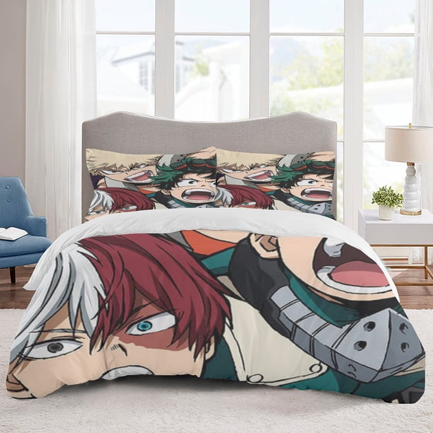 My hero academia Bedding Sets Cartoon Duvet Cover Lightweight 3 Piece Bet Sets for Kids Boys Girls
