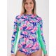 thumbnail image 1 of Traje de Baño Surf Daikiri Mujer Manga Larga Pantaleta Flamencos Azul Flúor Protección UV50+, 1 of 3