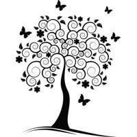Rienda Libre Graphics - Decomural Swirl Tree Butterfly Ws-18434