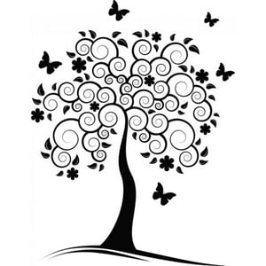 Rienda Libre Graphics - Decomural Swirl Tree Butterfly Ws-18434