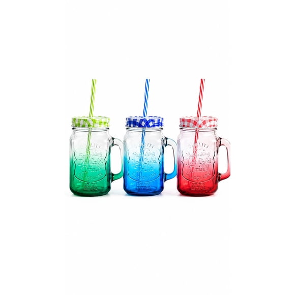 Vaso Bombilla Tapa Vidrio 400ML Reutilizable Multicolor