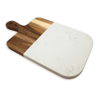 Genérico - Tabla Aperitivo Rectangular Madera De Acacia Y Mármol Kawi® Color Café Y Mármol Blanco Hygge