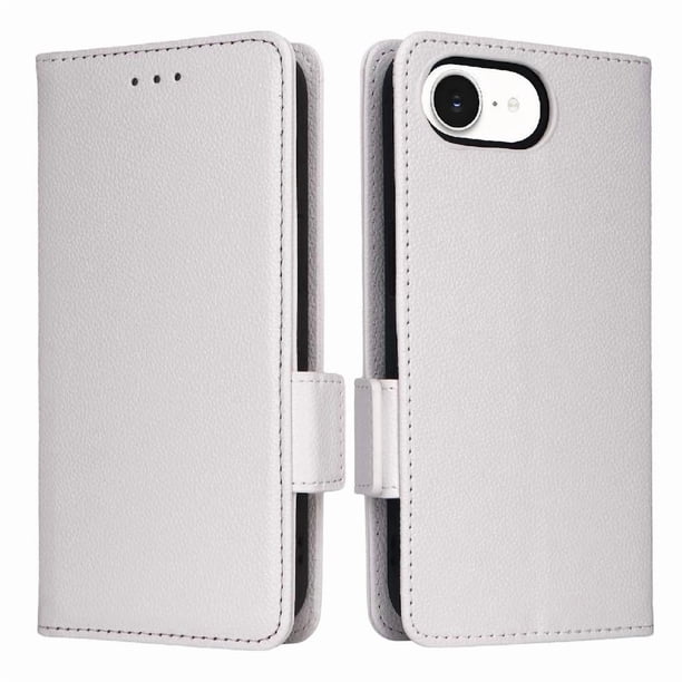 Funda Cartera para iPhone 16E Tapa Flip con Ranuras y Soporte Blanco