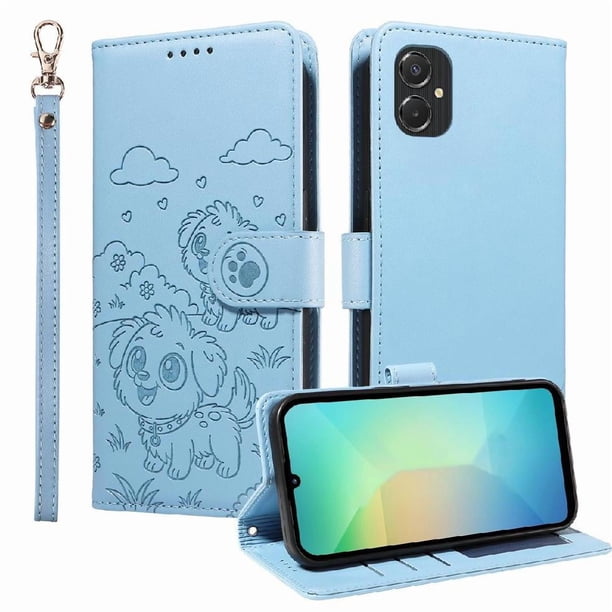 Funda Billetera FOXDOCK Compatible con Samsung Galaxy A06, Diseño Perrito Tierno, Ranuras para Tarjetas y Soporte Plegable