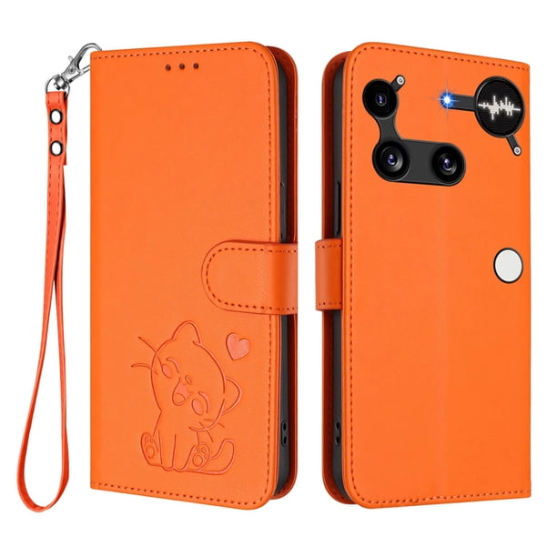 Funda de Gato tipo Libro para Nothing Phone 3, Naranja