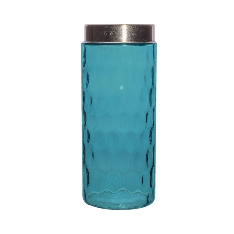 Mainstays - Florero Vidrio Lacado Azul Bor Metal M