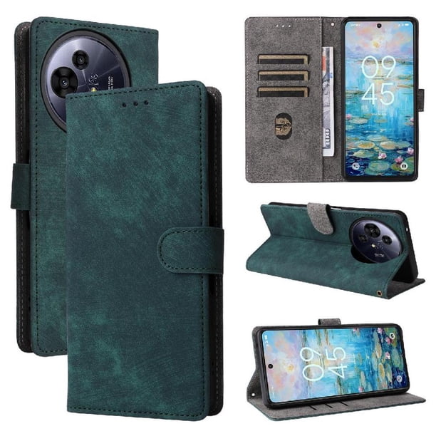 Funda Billetera para TCL 50 NxtPaper 5G con Soporte - Cartera de Cuero con Ranuras Verde