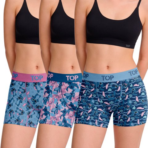 Bóxer Medio Mujer Algodón Pack 3 Stitch C5 Top
