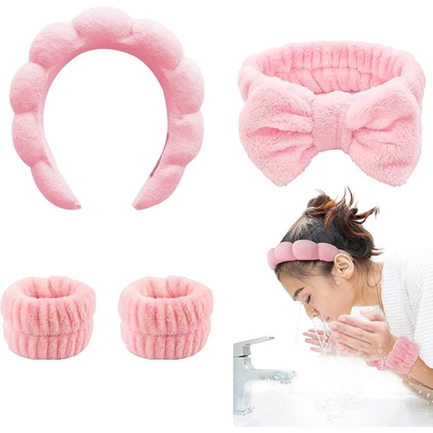 4 correas Spa para la cabeza, horquillas para el lavado facial y muñecas, accesorios reutilizables para el maquillaje y el cuidado facial, evitan derrames de líquidos y son reutilizables