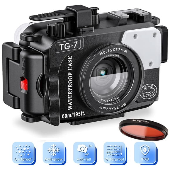 Funda impermeable para cámara fotográfica Sea Frogs para Olympus TG-7 IPX8 de 60 m
