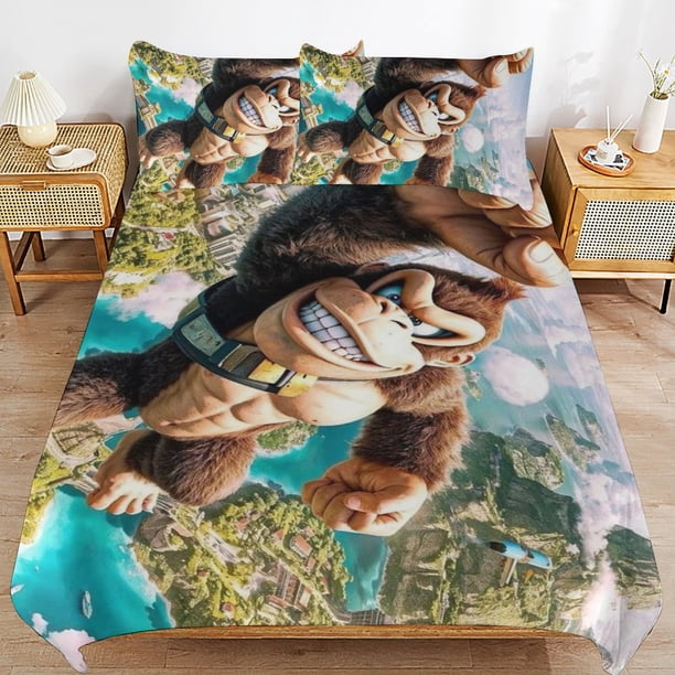Super Mario 3-Piece Comforter Set for Bedroom Super Mario Bedding Set for Kids Adults Soft Microfiber Duvet Cover Set with Zipper Closure
