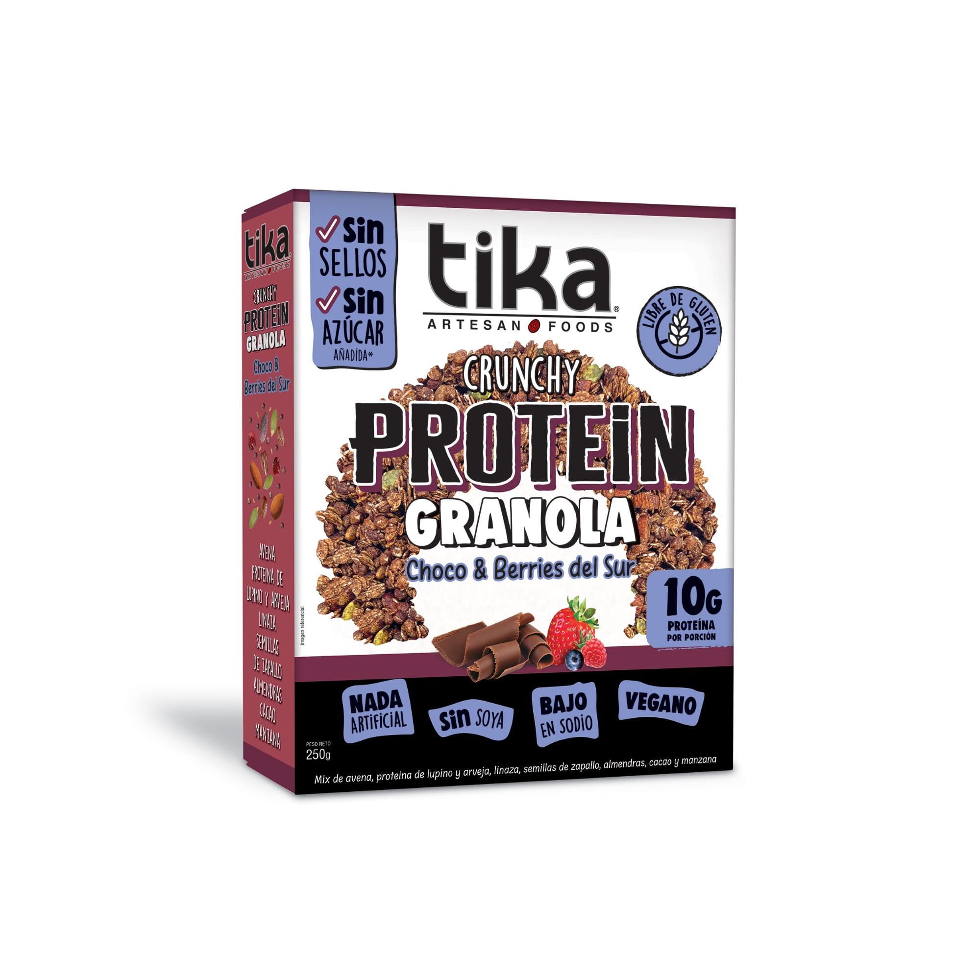 Granola Proteina Chocolate & Berries Del Sur 250 g Tika