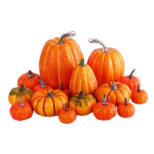 Magideal - Calabazas Artificiales De Imitación, Calabazas Decorativas De Cosecha De Otoño Para Estante De Festival, Decoración De Halloween Y Acción De Gracias, Naranja