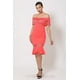 thumbnail image 1 of Vestido de Moda con Banda de Crochet y Hombros Descubiertos, 1 of 5