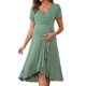 thumbnail image 1 of INSPIRAR CHIC MARI GABRIEL Vestido de maternidad para mujer con envoltura, cuello en V, dobladillo con volantes, semi formal, sesión de fotos, fiesta, cóctel, vestidos para embarazadas, gris verde XL, 1 of 6
