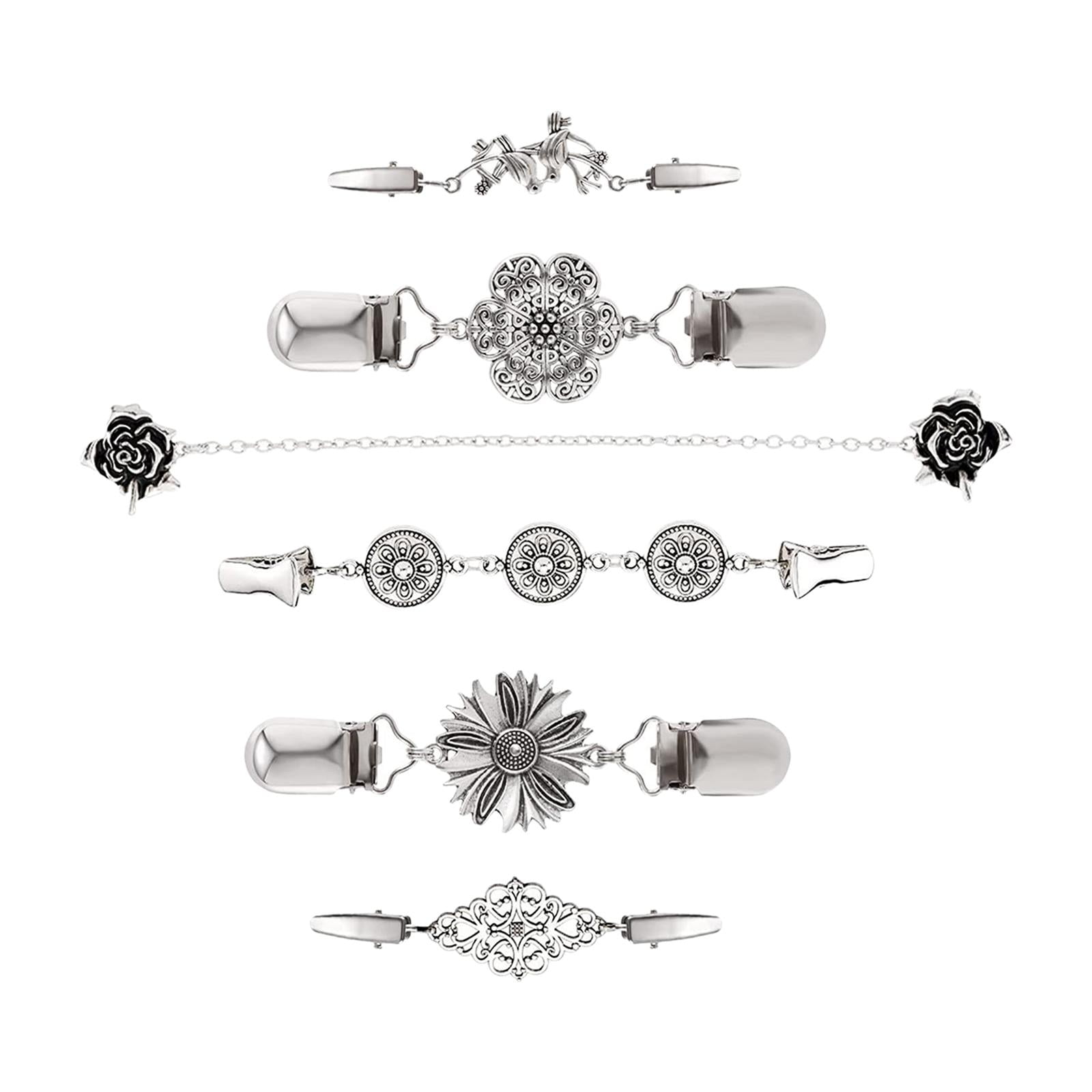 Magideal - 6x Clips Elegantes Para Suéter, Broches Para Camisas, Alfileres, Vestidos, Hebillas, Blusa, Abrigo, Ropa, Cuello De Metal, Bufanda, Cárdigan, Broche