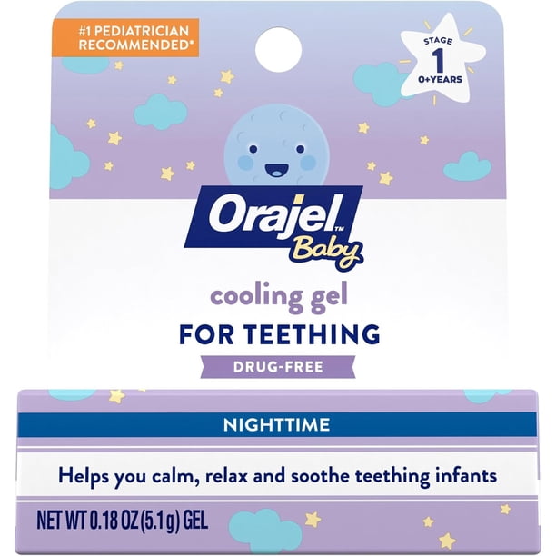 Orajel Baby Nighttime Cooling Gel para la dentición, sin medicamentos, desde 0 meses