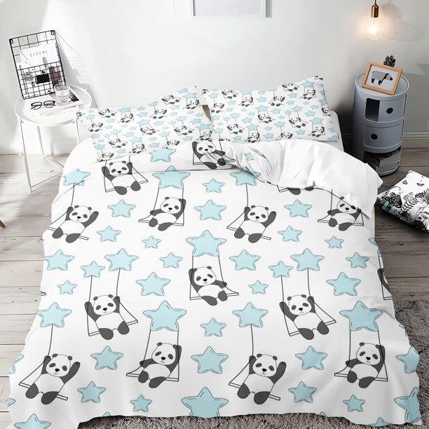 Panda Anime Cute Cartoon Duvet Cover Home Pillowcase Set Adult Bedroom Children Comforter Bedding