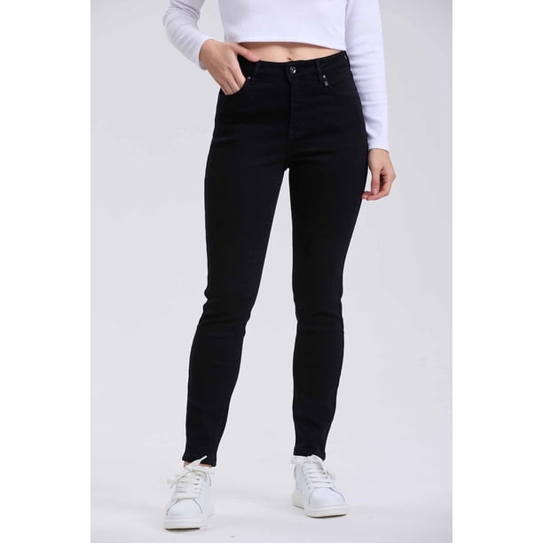 Jeans Mujer Skinny Con Polar Negro