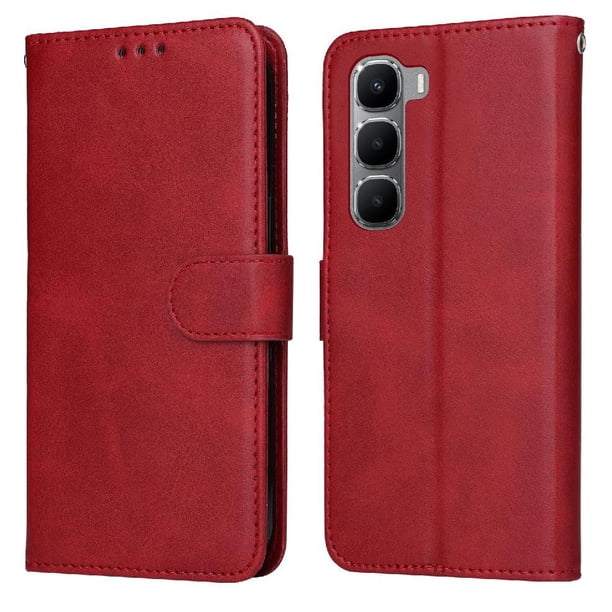 Funda Billetera para Infinix Hot 60i 4G con Porta Tarjetas y Soporte Ajustable Rojo