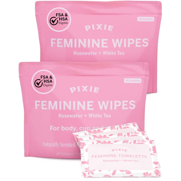 Toallitas íntimas femeninas Pixie Cup Rosewater White Tea 2x20 unidades