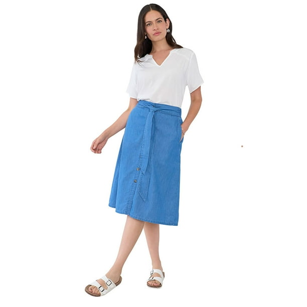 Falda Mujer Larga Botones Azul Medio Corona