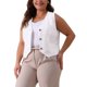 thumbnail image 4 of Agnes Orinda Chaleco de Lino sin Mangas para Mujer de Talla Grande con Botones y Bolsillos 5X Blanco, 4 of 5