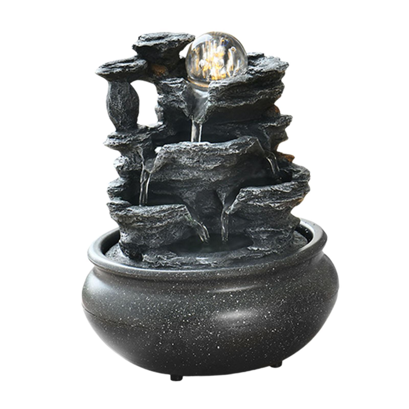 Bothyi - Fuente De Mesa Con Luces Led Cubierta Paisaje Meditación Cascada Interior Estilo F