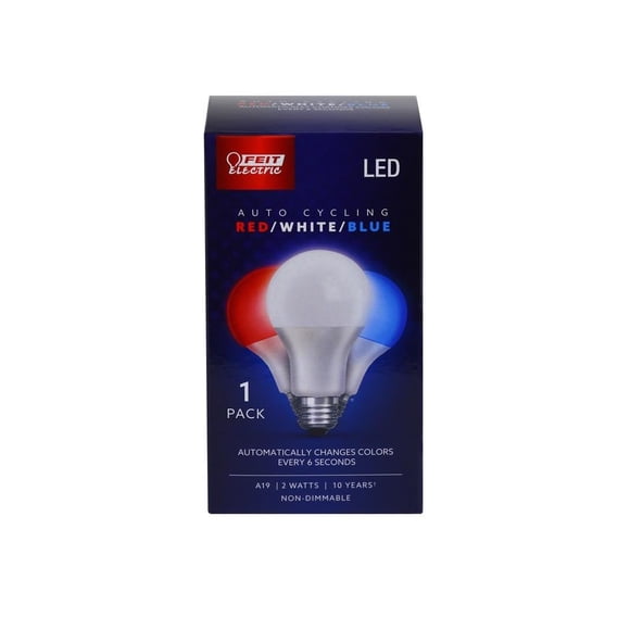 Bombilla LED Feit Electric A19 E26 R/W/B 2 W 450 lm 4000 K
