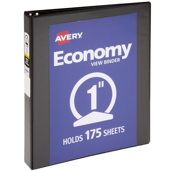 Binder Avery Economy View, 3 anillos redondos de 1 pulgada, negros