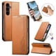 thumbnail image 3 of Funda tipo cartera para Samsung Galaxy S25 Fe de piel con cierre magnético, ranuras para tarjetas y correa para la muñeca Marrón, 3 of 6