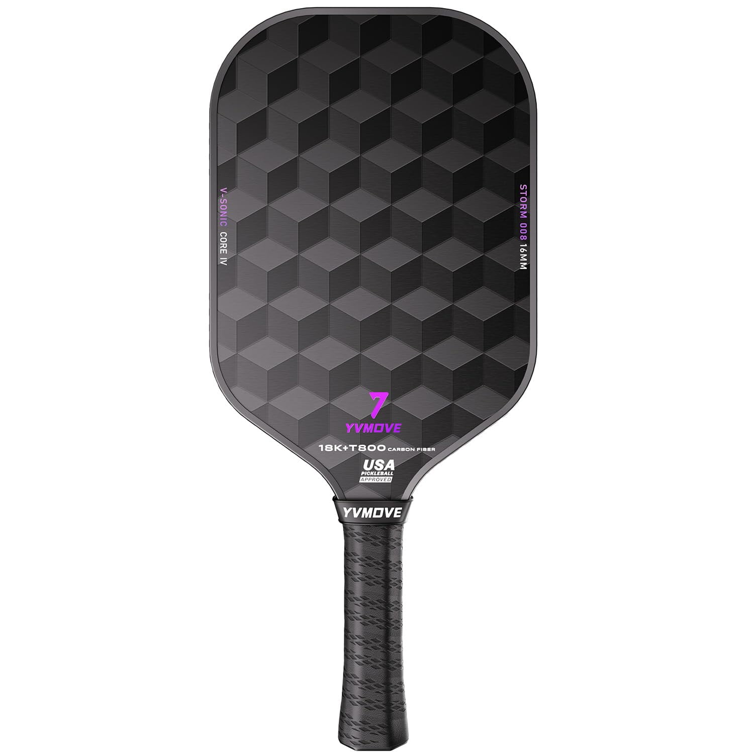Paddle De Pickleball Yvmove 18k T800 Con Superficie De Fibra De Carbono