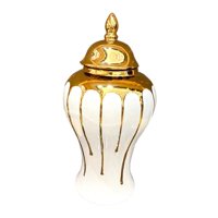 Bothyi - Florero De Porcelana Jarrón De Jengibre Con Tapa Esmaltada Acabado Fino Artesanía 22X22X45Cm