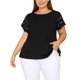 thumbnail image 1 of Agnes Orinda Blusas Sólidas de Verano con Encaje y Mangas Cortas Huecas para Mujer Talla Grande 2X Negro, 1 of 8