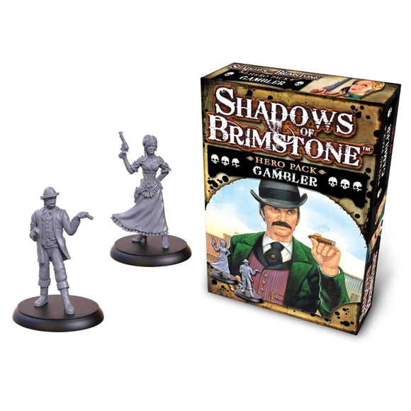 Paquete de héroes de la clase Shadows of Brimstone Gambler con 2 miniaturas