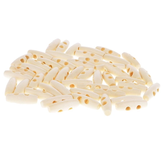 50pcs cuerno de coser de madera botones de palanca accesorios de tela 2 agujeros burlywood