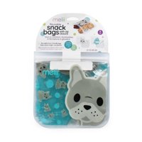 Melii - Pack De 4 Bolsas Reutilizables Para Snacks Bulldog-Tiburón