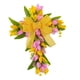 thumbnail image 1 of Corona de Cruz de Pascua, Corona de Flores Artificiales, Corona de Primavera Al Aire Libre, Corona de Tulipán para Puerta de Pared, Día de San Valentí Flores amarillas y rosadas, 1 of 5