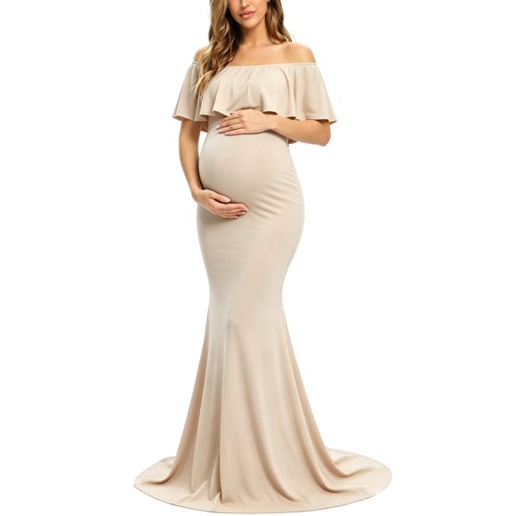 Vestido Glampunch de hombros descubiertos para maternidad y sesión de fotos