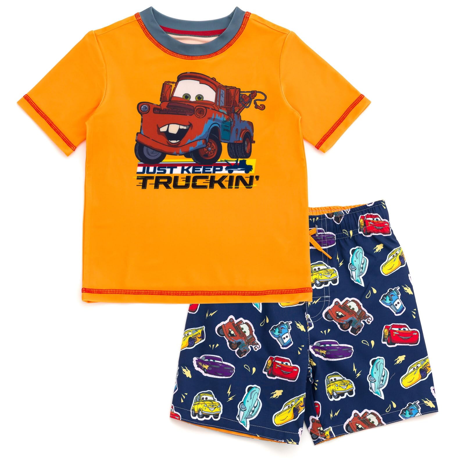 Disney - Set De Natación Cars Mater Para Niños Pequeños Protector Contra Salpicaduras 5t Naranja