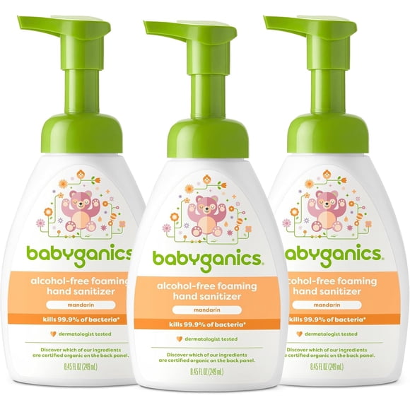 Desinfectante de manos Babyganics, mandarina sin alcohol, 250 ml, paquete de 3