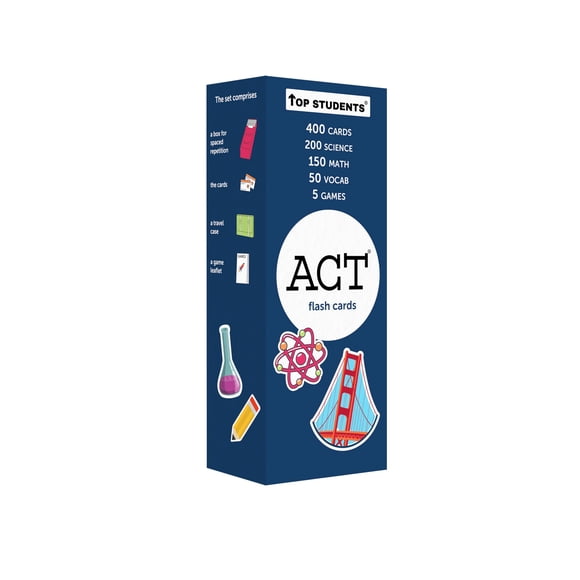 Tarjetas de estudio TOP STUDENTS 400 para ACT (Ciencias, Matemáticas y Vocabulario)