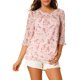 thumbnail image 1 of INSPIRE CHIC Camisas de Mujer de Manga 3/4 Blusas de Chifón Floral Rosa-Naranja Floral M, 1 of 7