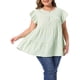 thumbnail image 1 of Agnes Orinda Blusa de Mujer Talla Grande Estilo Años 50 Cuello Redondo Mangas Cortas Acampanadas Blusa de Verano Babydoll Talla 4X Verde, 1 of 6